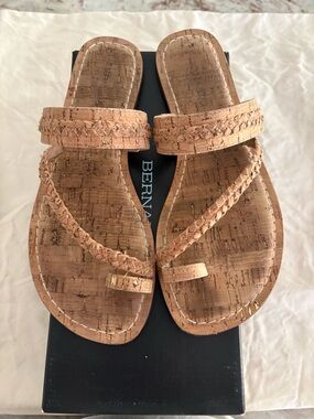 Bernardo Tan Cork Braided Toe-Ring Sandals
